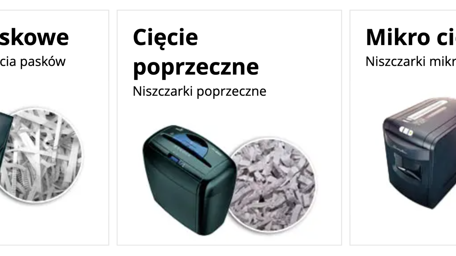 Niszczarki papieru według rodzaju cięcia